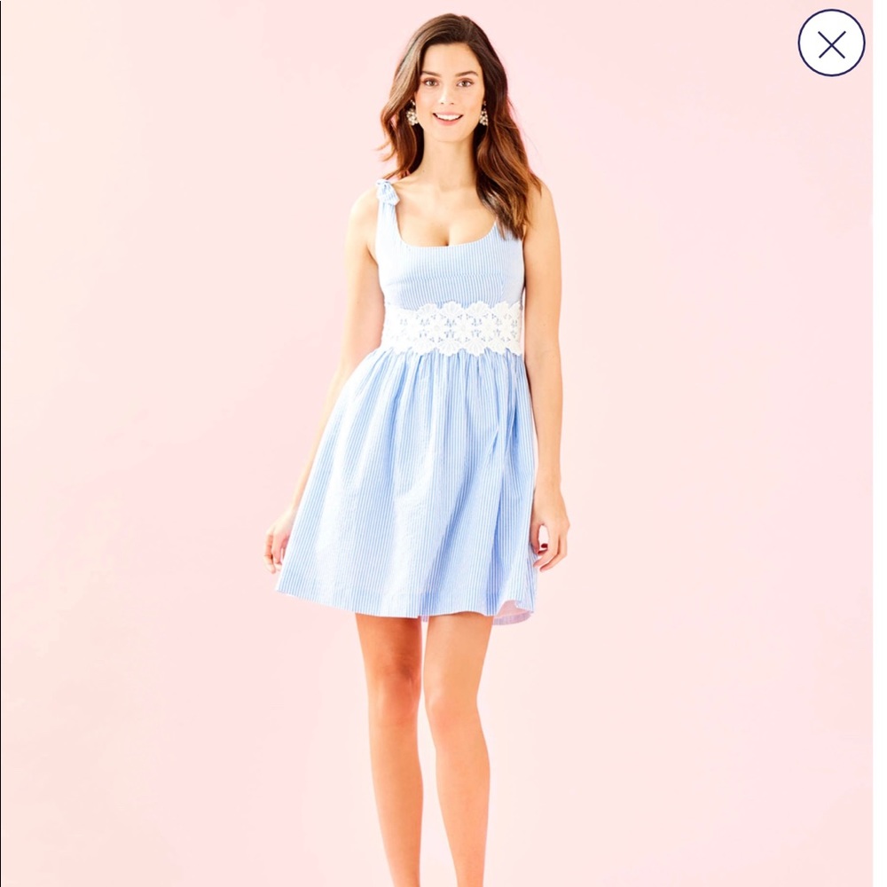 Lilly Pulitzer Light Blue & White Eyelet Waist Sundress